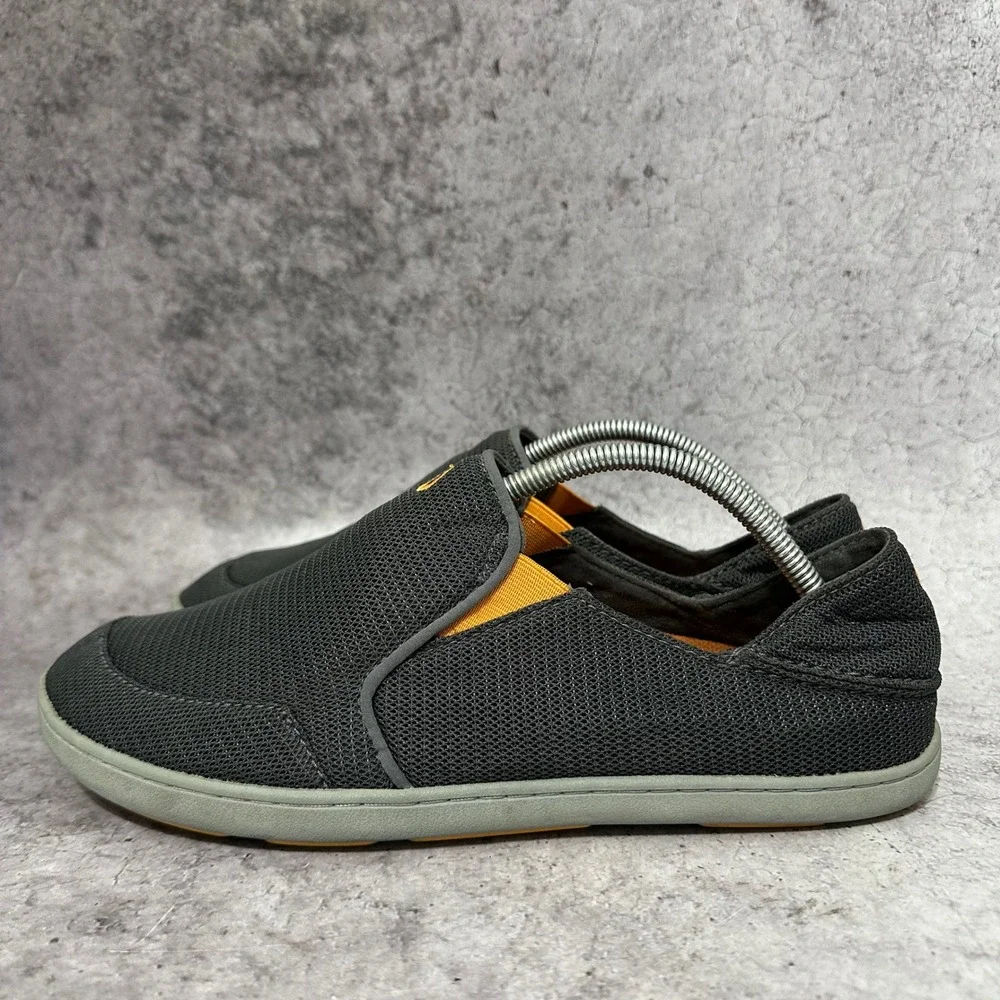 OluKai Nohea Mesh Slip On Shoes Mens 10 Grey Orange Casual Breathable 10188-4242